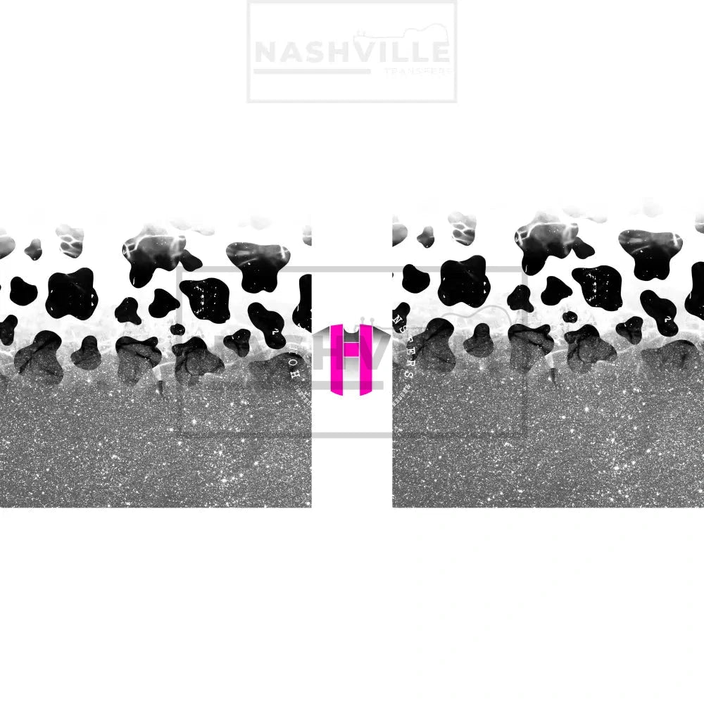 Cow Glitter Sleeve/Accent Transfers. Low Heat Transfer / Silver