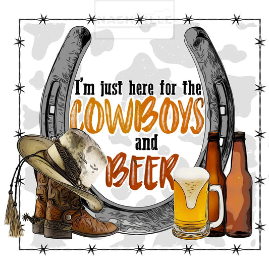 Cowboys And Beer Transfer. Tan Font