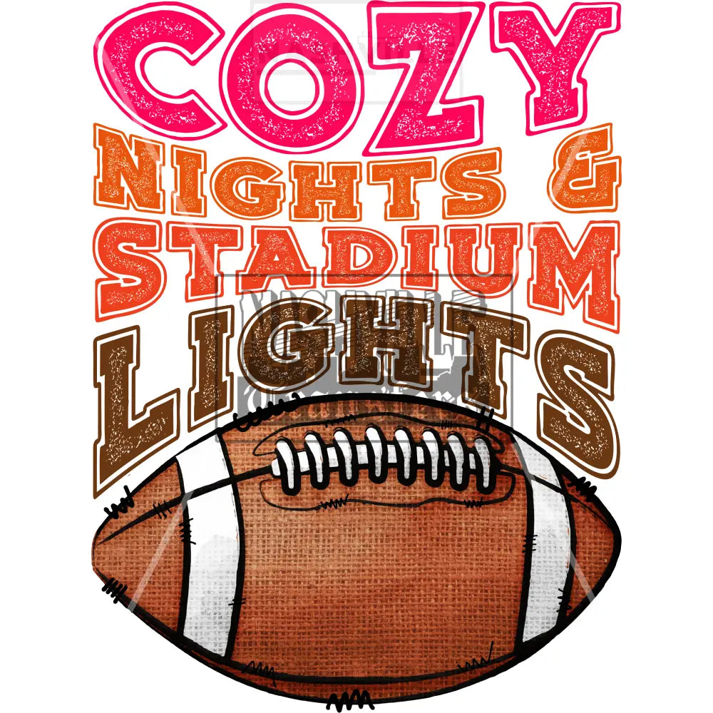 Cozy Nights And Stadium Lights Football Transfer. Low Heat / Pink