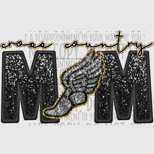 Cross Country Mom Glitter And Embroidery Effect Transfer