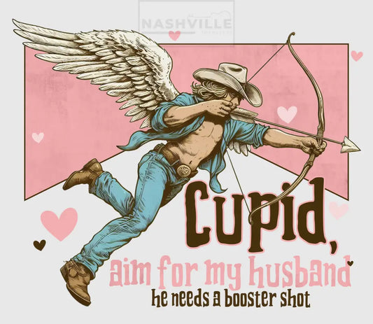 Cupid Aim For My Husband Valentines Holiday Stock Transfer. With Bottom Wording