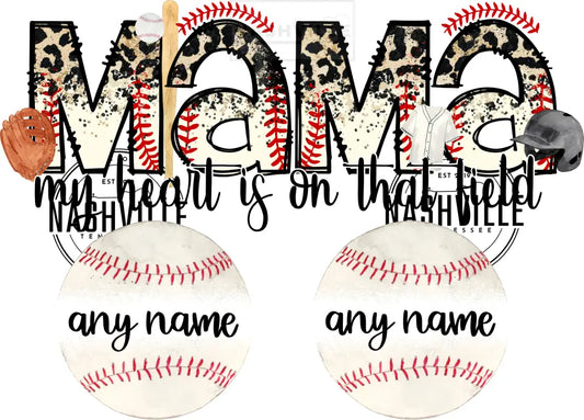 Custom My Heart Is On That Field Baseball Leopard Mama.