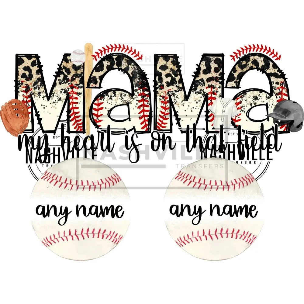 Custom My Heart Is On That Field Baseball Leopard Mama.