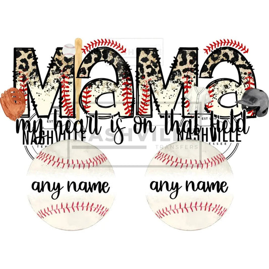 Custom My Heart Is On That Field Baseball Leopard Mama.