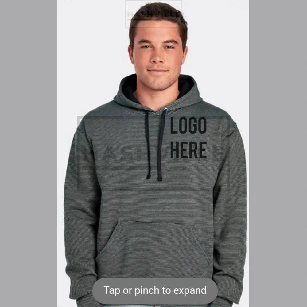 Customizable Company Logo Microstriped Hoodie. Small / Black