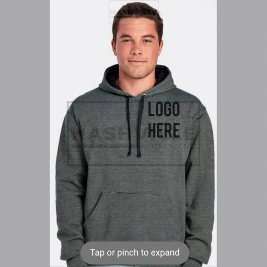 Customizable Company Logo Microstriped Hoodie. Small / Black