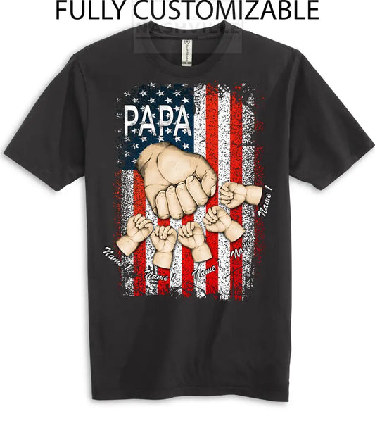 Customizable Family Hand American Flag Tee. T-Shirt