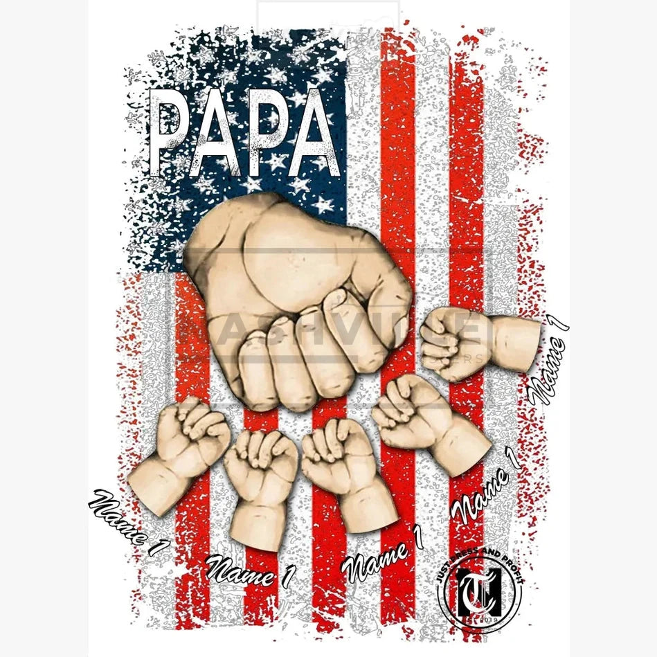 Customizable Fathers Day Family Hand American Flag.