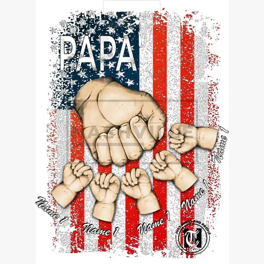 Customizable Fathers Day Family Hand American Flag.