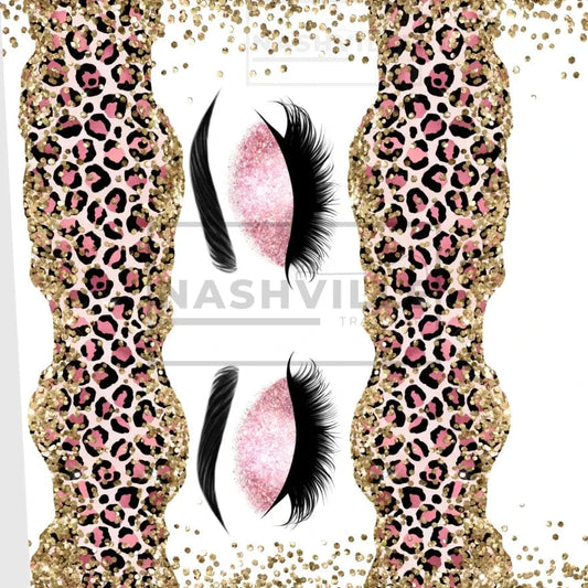 Customizable Lashes Leopard Glittery Tumbler Transfer. Non-Tapered