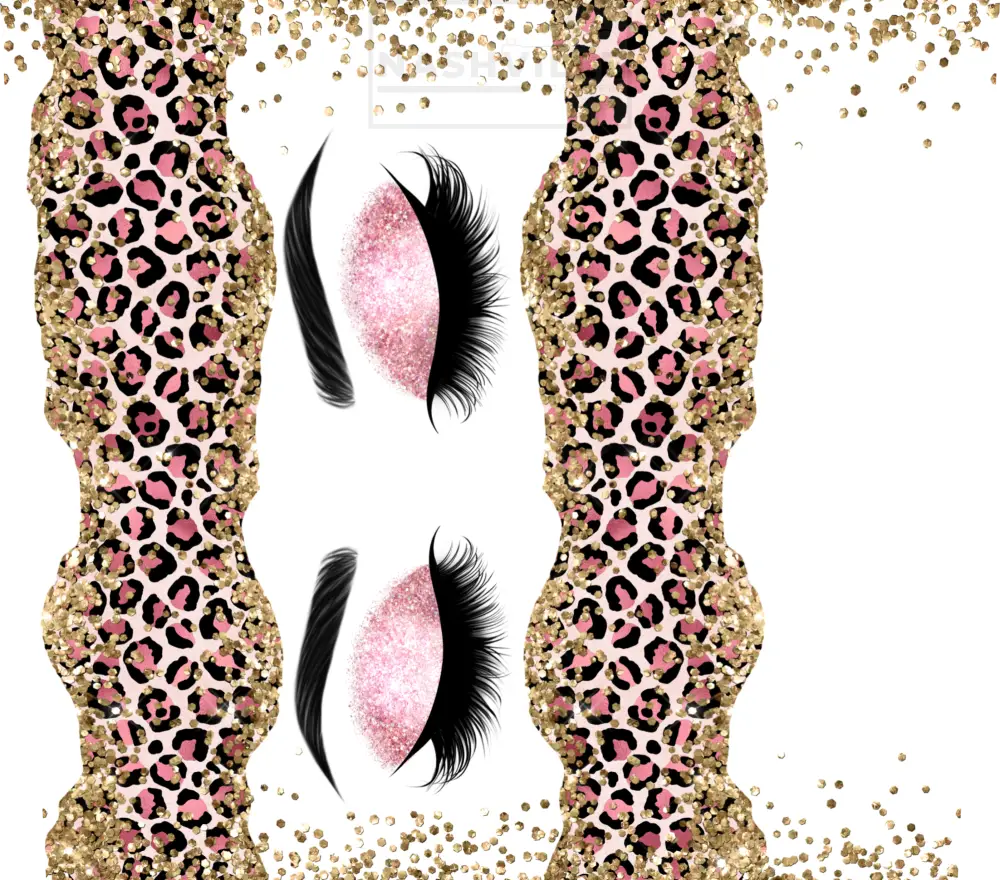 Customizable Lashes Leopard Glittery Tumbler Transfer. Non-Tapered