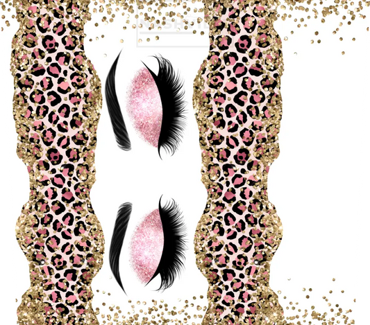 Customizable Lashes Leopard Glittery Tumbler Transfer. Non-Tapered