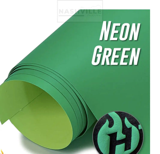 Customizable Neon Green Puff Vinyl Transfers. Gang Sheet