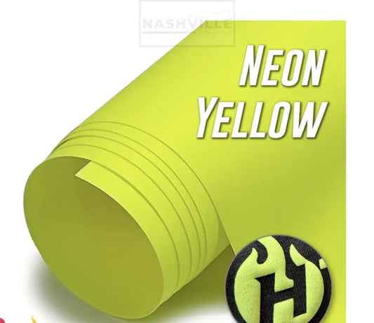 Customizable Neon Yellow Puff Vinyl Transfers. Gang Sheet