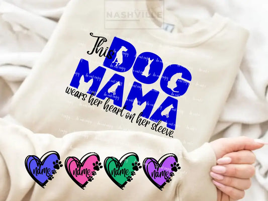 Customizable This Dog Mama Wears Her Heart On Sleeve Grey Sweatshirt