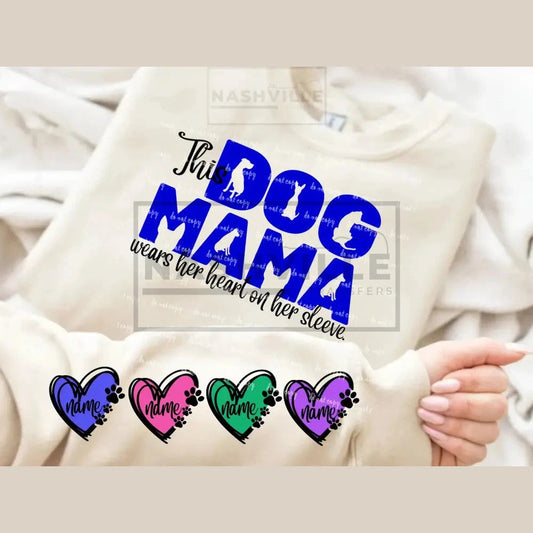Customizable This Dog Mama Wears Her Heart On Sleeve Grey Sweatshirt