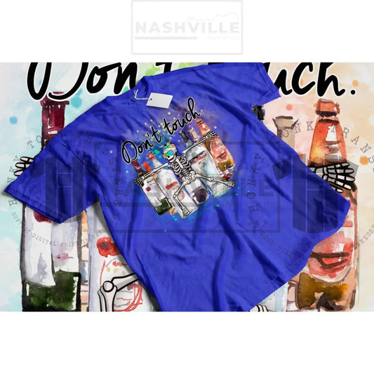 Don’t touch bottles skelly tee.
