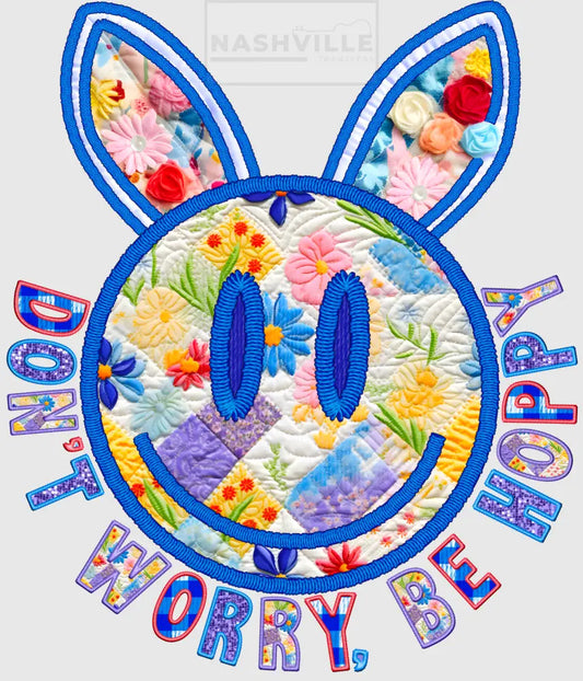Don’t Worry Be Hoppy Embroidery/Quilt Effect Transfer.