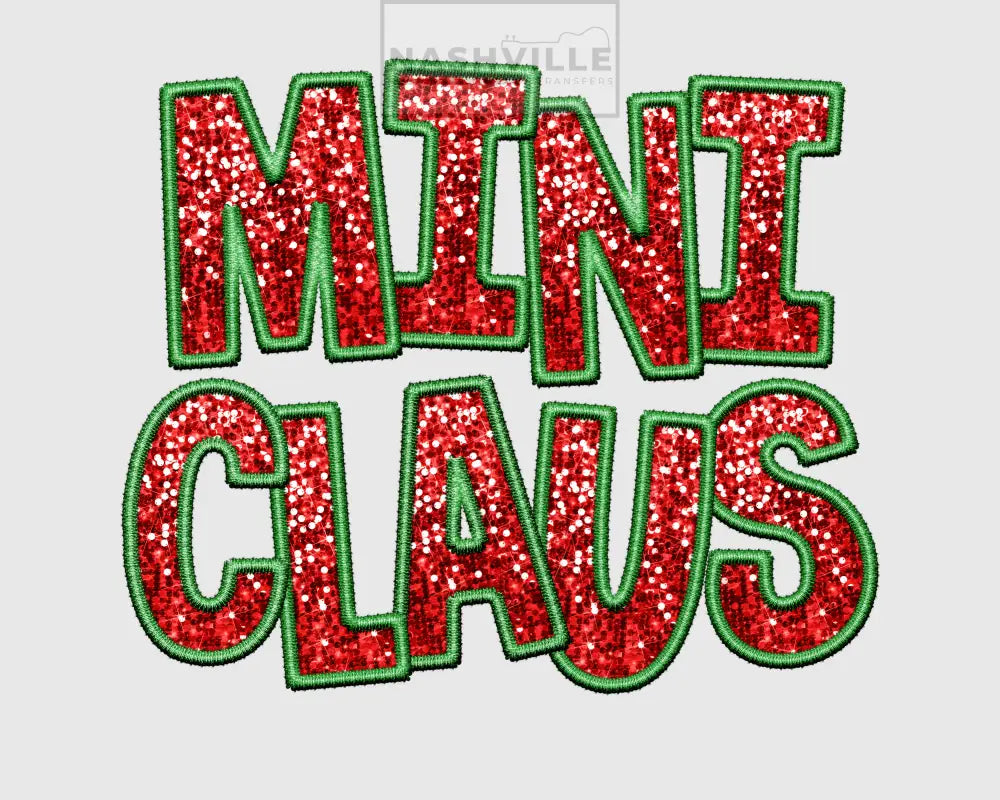 Embroidery glitter effect holiday transfers.