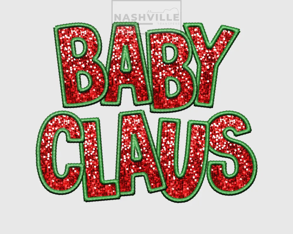 Embroidery glitter effect holiday transfers.