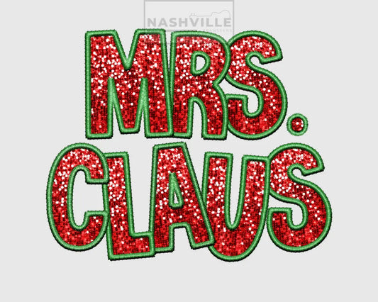 Embroidery glitter effect holiday transfers.