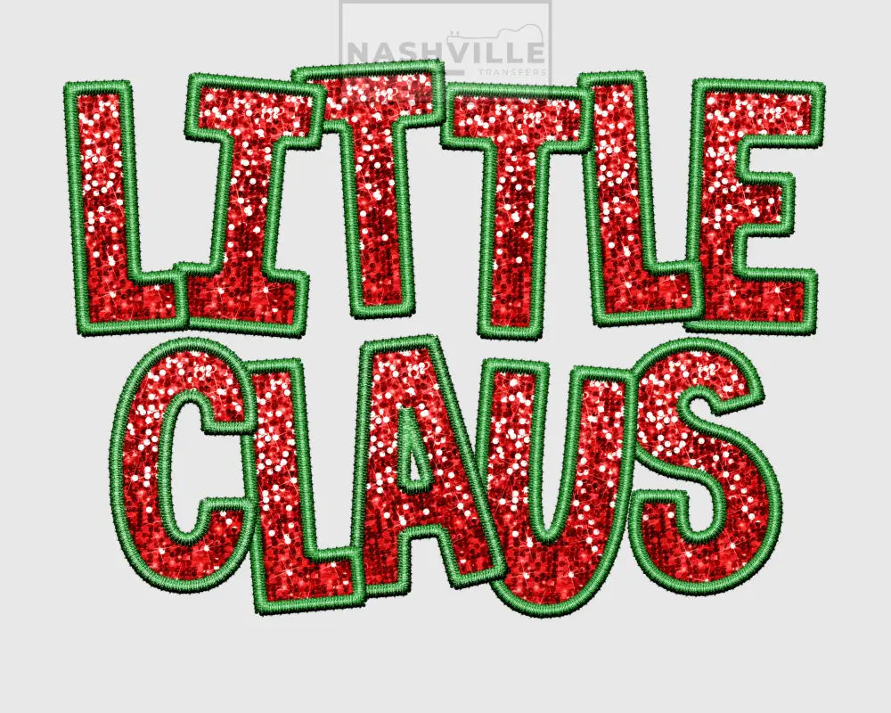 Embroidery glitter effect holiday transfers.