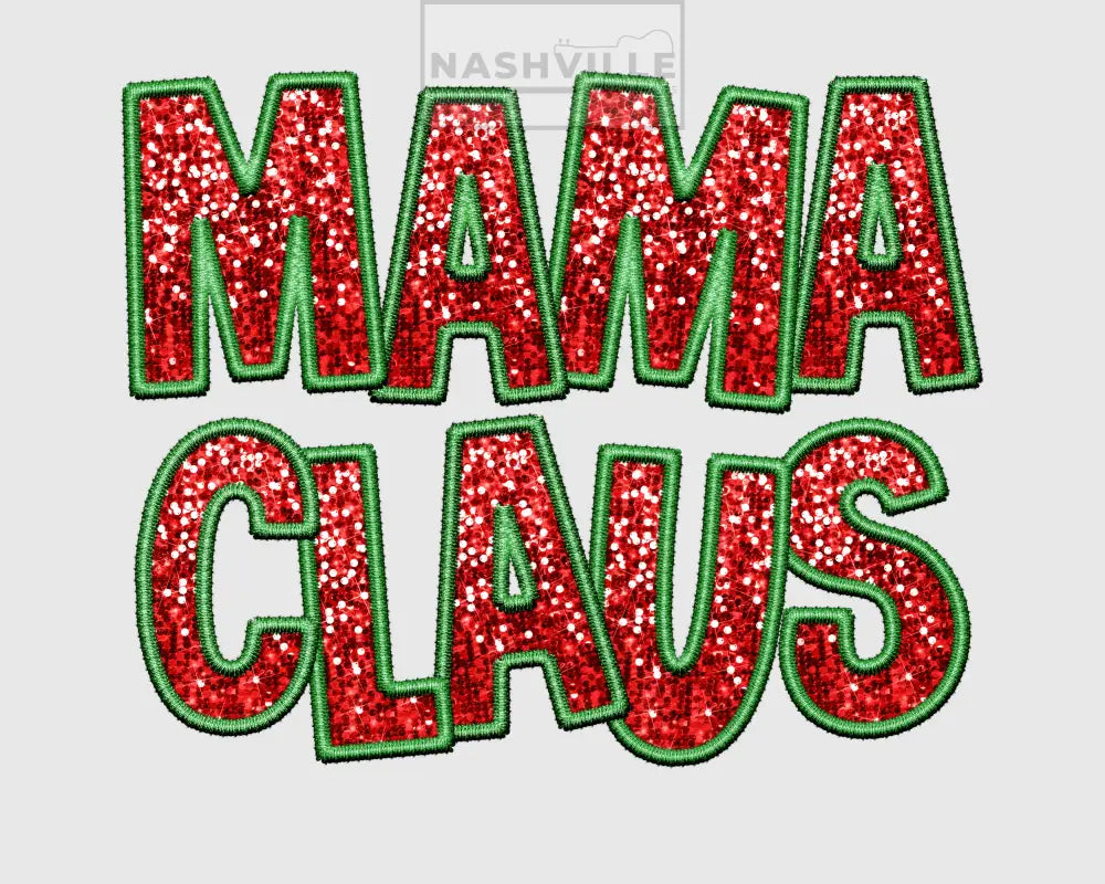 Embroidery glitter effect holiday transfers.