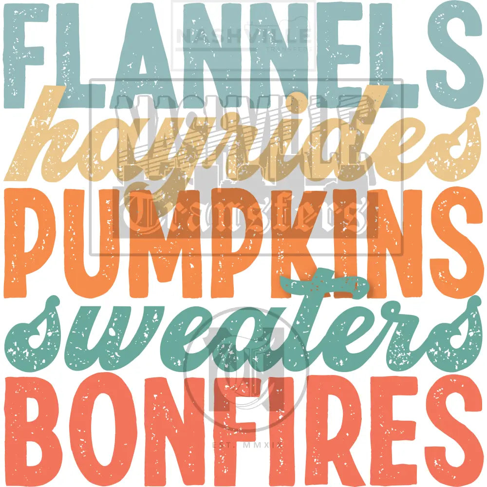 Flannels Hayrides Pumpkins Sweaters And Bonfires Stock Transfer.