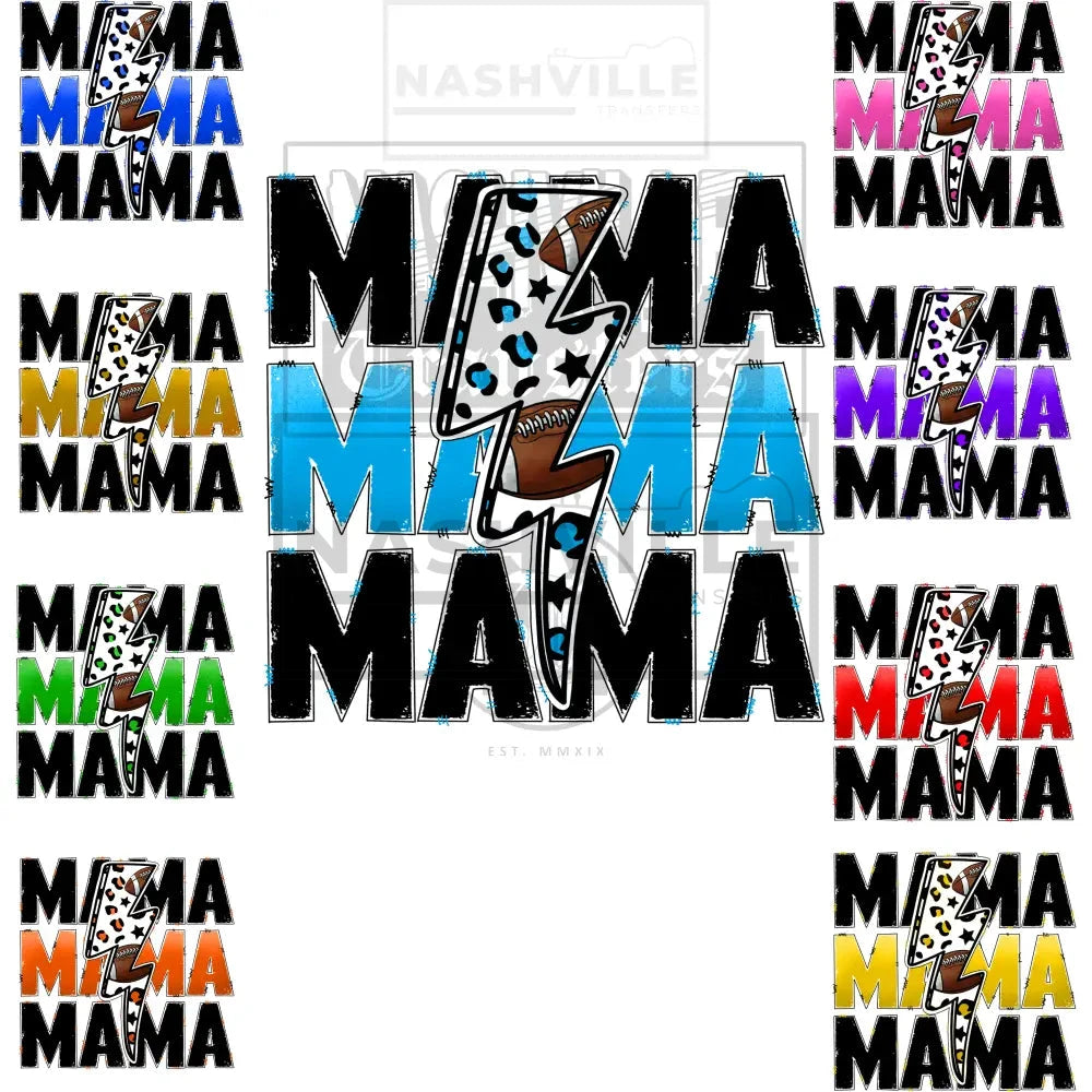 Football Mama Lightning Bolt Transfer.