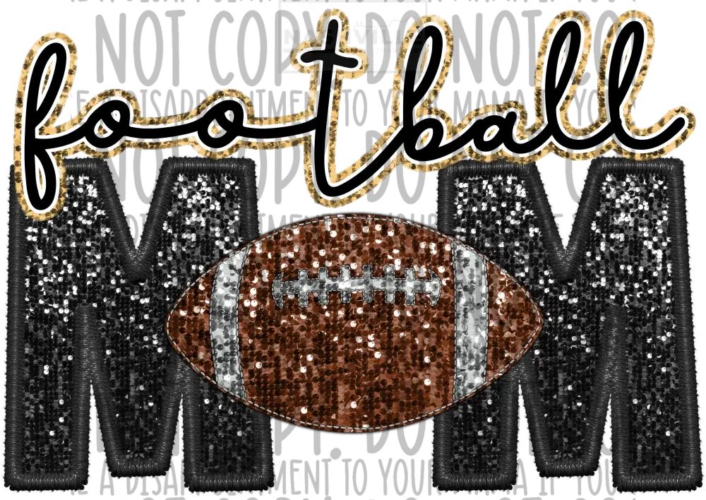 Football Mom Glitter And Embroidery Effect Transfer.