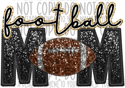 Football Mom Glitter And Embroidery Effect Transfer.