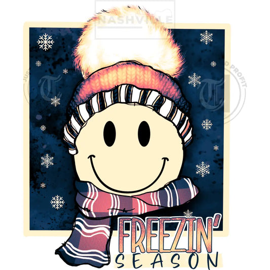 Freezin Season Cute Smiley Face Holiday Transfer.