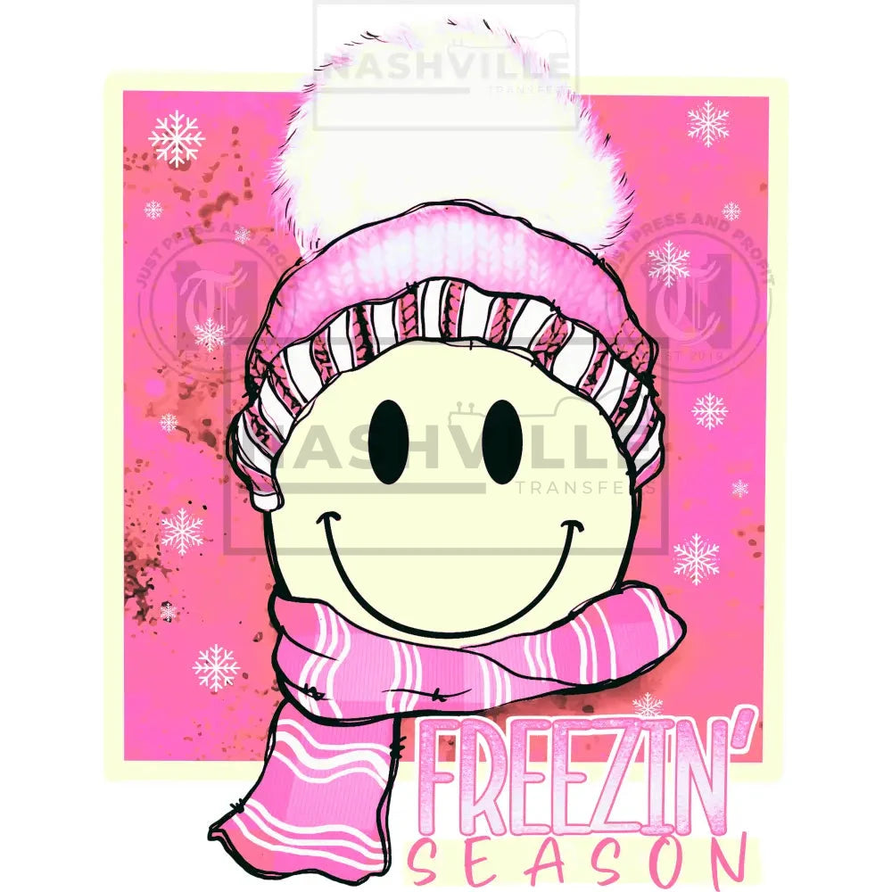 Freezin Season Cute Smiley Face Holiday Transfer.
