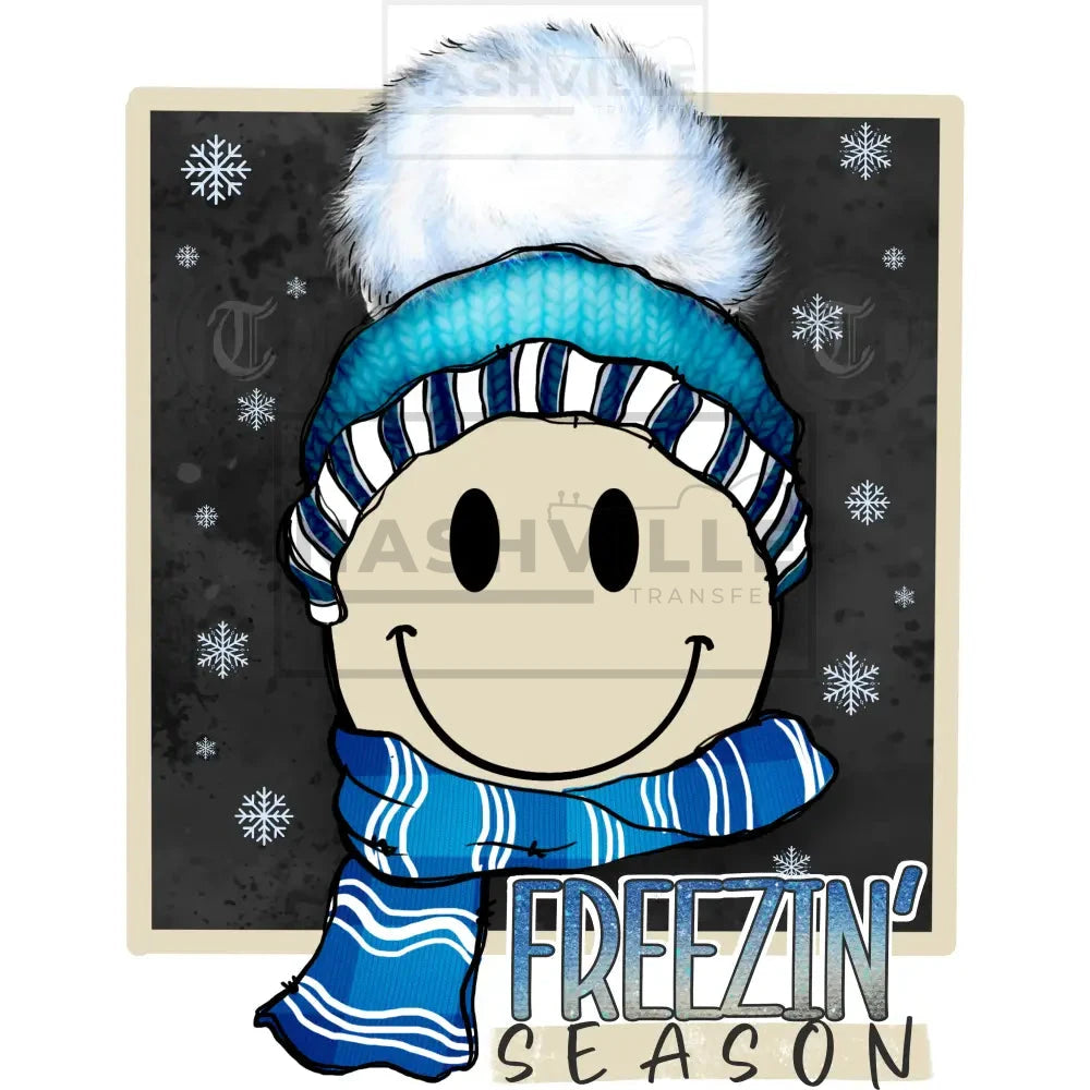 Freezin Season Cute Smiley Face Holiday Transfer.