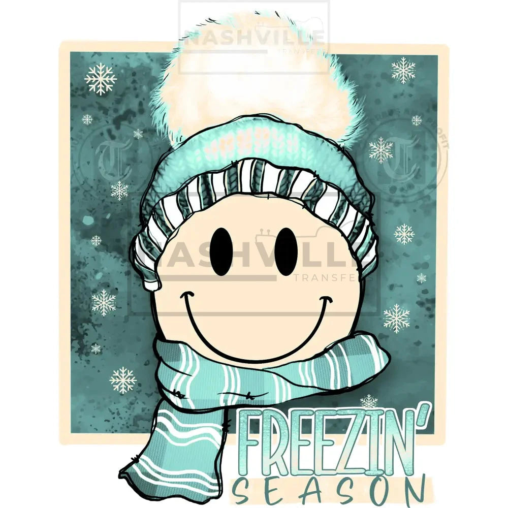 Freezin Season Cute Smiley Face Holiday Transfer.