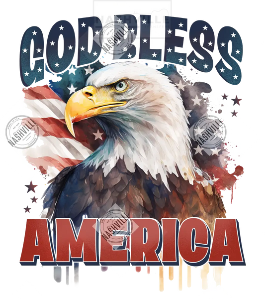 God Bless America Patriotic Flag Eagle Transfer Without Under Title