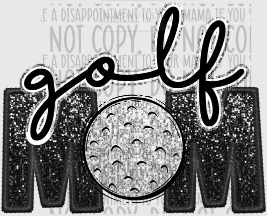 Golf Mom Glitter And Embroidery Effect Transfer