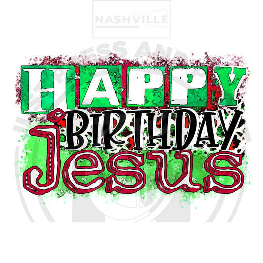 Happy Birthday Jesus Christmas Holiday Stock Transfer. Low Heat Transfer / Red