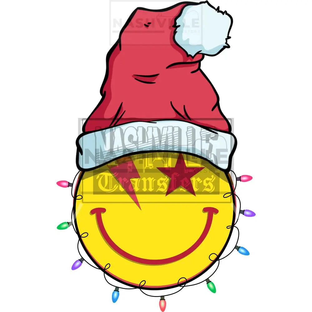 Happy Smiley Face Christmas Holiday Stock Transfer. Low Heat Transfer / Yellow