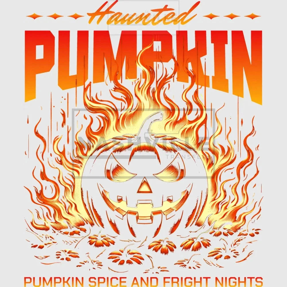 Haunted Pumpkin Heat Transfer - Black Knockout Halloween Design Gang Sheet