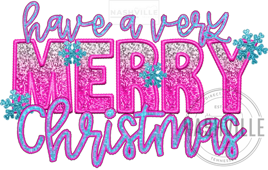 Have A Very Merry Christmas Embroidery/Sequin Effect Transfer.