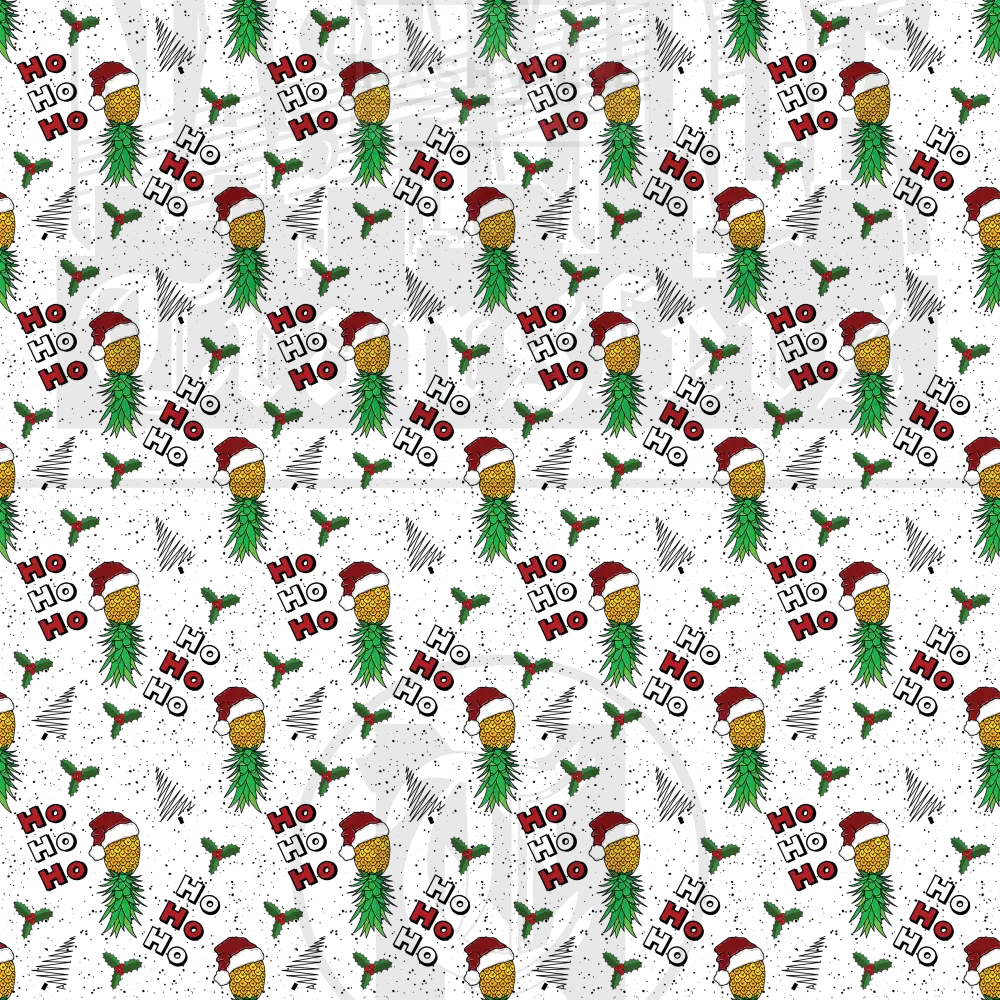 Ho Ho Upside Down Pineapple Seamless Pattern Holiday Stock Transfer.