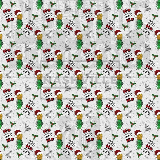 Ho Ho Upside Down Pineapple Seamless Pattern Holiday Stock Transfer.