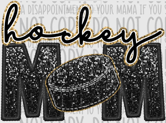 Hockey Mom Glitter And Embroidery Effect Transfer