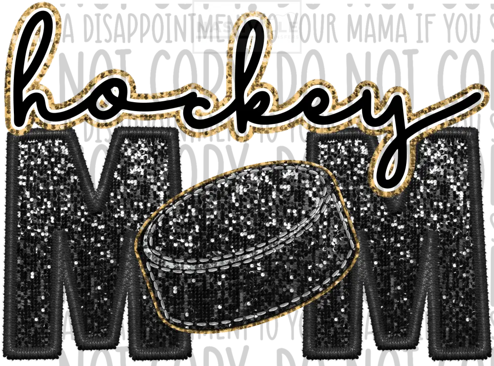 Hockey Mom Glitter And Embroidery Effect Transfer