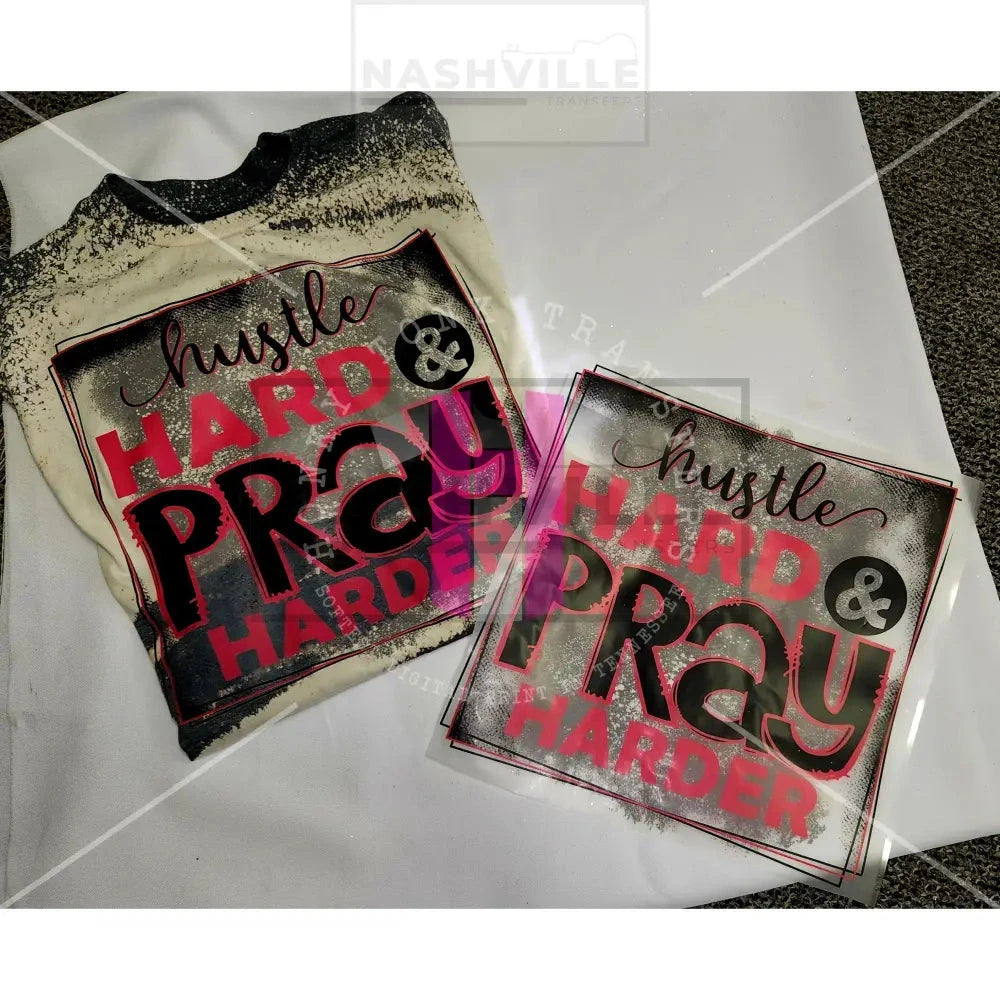 Hustle Hard Pray Harder Bleach Out Tee. Pre-Order