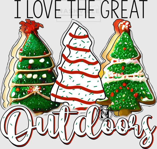 I Love The Great Outdoors Holiday Christmas Tree Cake Stock Transfer.