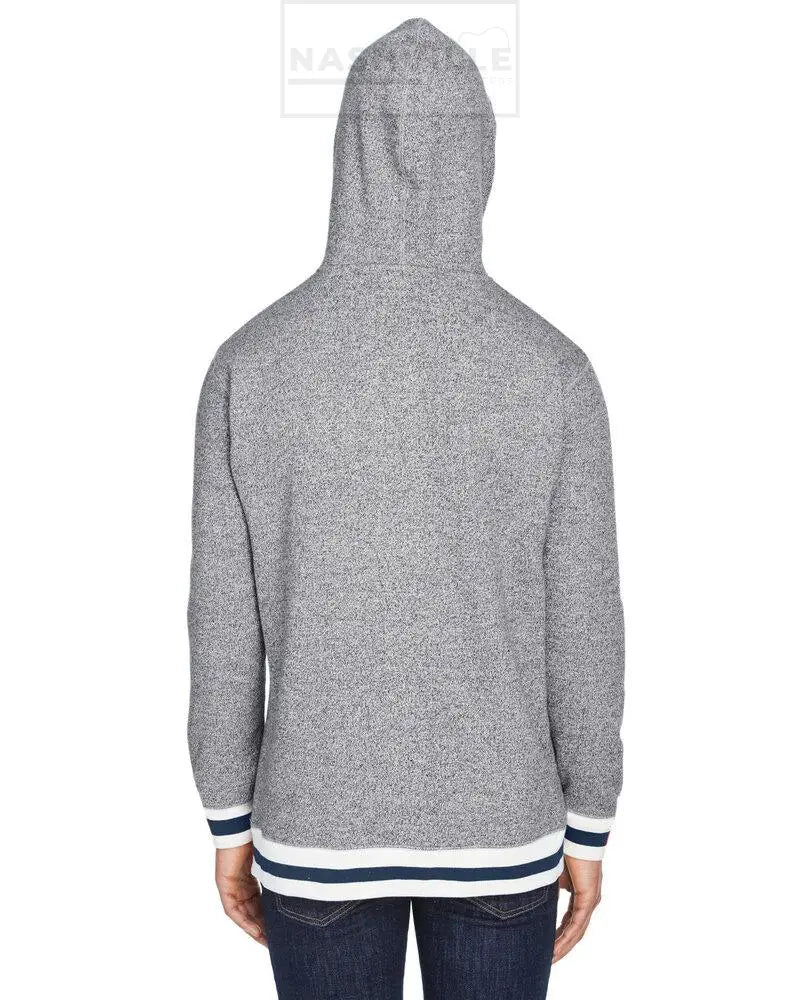 J. America Adult Peppered Fleece Lapover Hooded Sweatshirt Customizable.