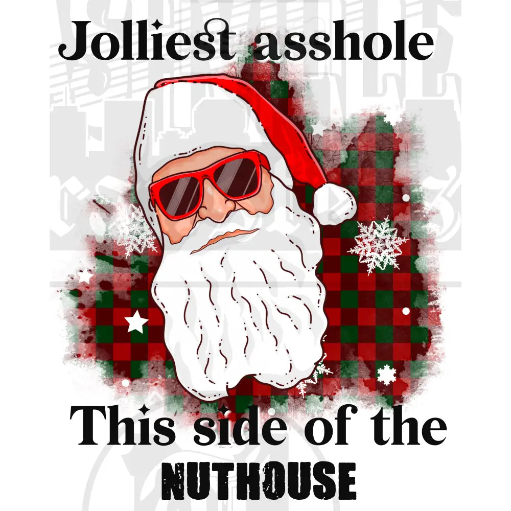 Jolliest A-Hole This Side Of The Nuthouse Christmas Holiday Naughty Stock Transfer.