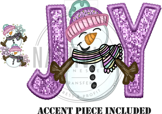 Joy Snowman Embroidery/Sequin Effect Transfer.